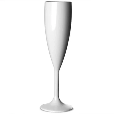 Image of Elite Premium Polycarbonate Champagne Flute White 7oz / 200ml Plastic Reusable Glasses, Virtually Unbreakable Ideal for Parties, Outdoors &amp; Event Catering