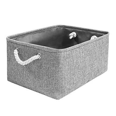 Image of Mangata Foldable Storage Box, Small Thickened Fabric Basket with Handles for Shelves Toy (S, Grey)