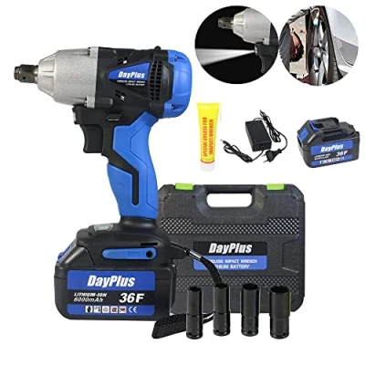 Image of YINF 18 V 1/2 Inch 420NM Torque Cordless Electric Impact Wrench, Wheel Nut Remover, 6000Ahm Battery, 4 Sockets, for Auto, DIY, Car Tyre Scaffolding Lug Removal Brace, Blue