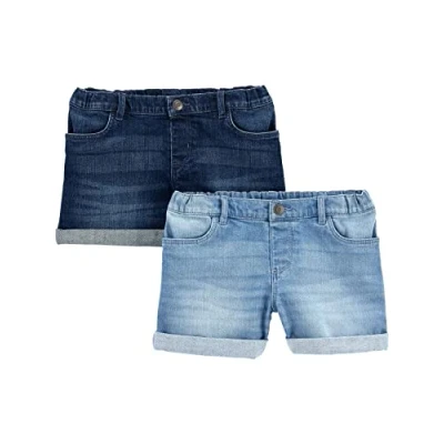 Image of Simple Joys by Carter&#039;s Baby Girls&#039; Denim Shorts, Pack of 2, Dark Denim/Light Denim, 3 6 Months
