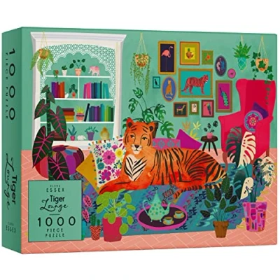 Image of Elena Essex 1000 Piece Jigsaw Puzzles for Adults Tiger Lounge/Hobbies Women/Cat Plants Succulents Puzzle/Puzzle Size 70x50cm
