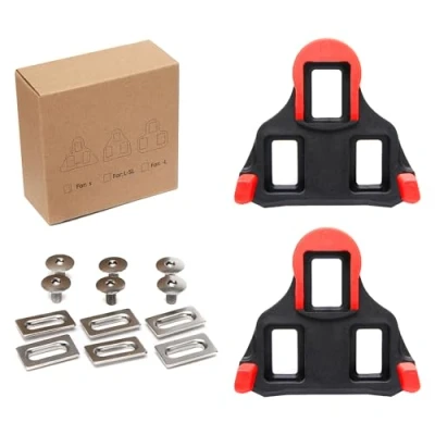 Image of Bike Cleats Compatible with Shimano SPD SL Locking Cycling Pedals Indoor &amp; Road Cleat for SH10System Shoes (0 Degree Float) Black Red
