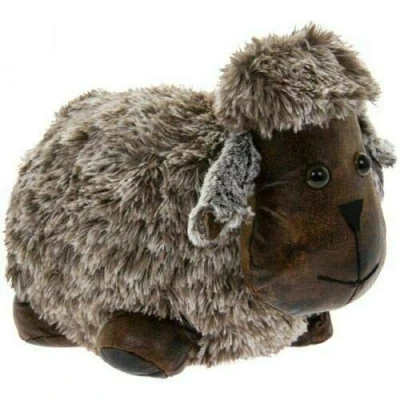 Image of Assorted Doorstop Door Stop Stopper Filled Heavy Faux Leather Novelty Wedge (Brown Sheep Doorstop)