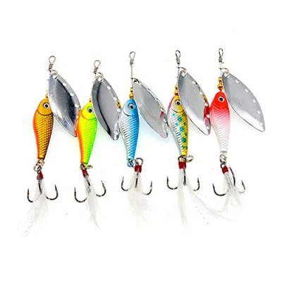 Image of 5 Pcs Fishing Lures Spinners Set Hard Plastic Body Artificial Minnow Baits for Trout Bass Pike Perch
