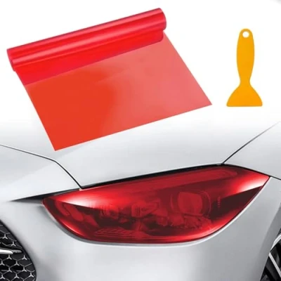 Image of VBGURR Car Headlight Tint, Tint for Waterproof Film Rear Light 30 X 120cm (Red)