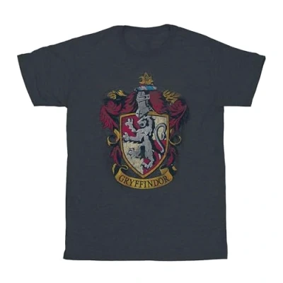Image of Harry Potter Boys Gryffindor Distressed Crest T Shirt 12 13 Years Dark Heather