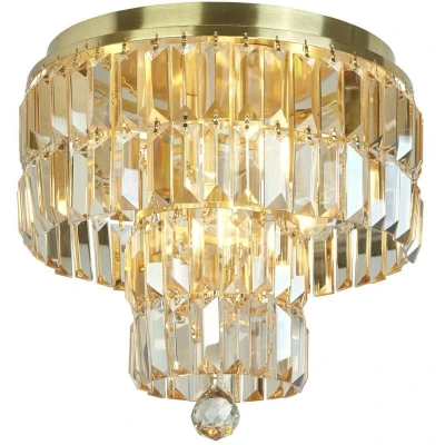 Image of Empire 4 Light Flush Satin Brass, Champagne Crystal