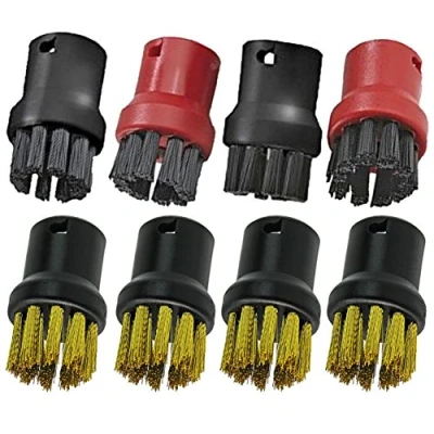 Image of SPARES2GO Nylon + Brass Wire Brush Tool Nozzles Compatible with Karcher Steam Cleaners (Pack of 8)