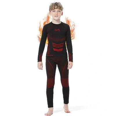 Image of MeetHoo Thermal Underwear Kids, Boy&#039;s Long Sleeve Base Layer Compression Warm Set Bottom&amp;Tops Fleece Lined for Kids (8 16 Years)