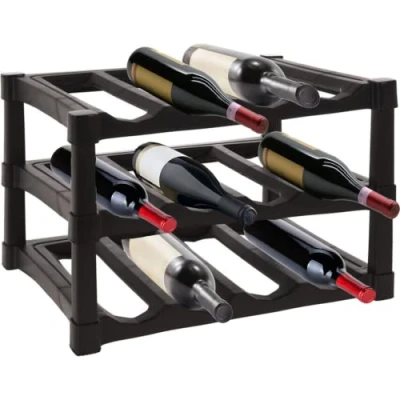 Image of GEEZY Wine Rack Space Saving 3 Tier Stackable Durable Stylish 12 Bottle Holder Display for Maximizing Storage, Free Standing
