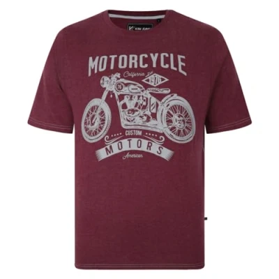 Image of KAM Motorcycle T Shirt Graphic Print Short Sleeve Crew Neck Casual Mens Plus Size 2XL 8XL 5730 (UK, Alpha, 5XL, Plus, Regular, Burgundy Marl)