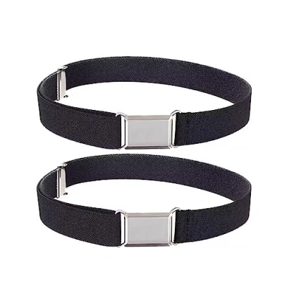 Image of WannGe Kids Buckle Belt Kid Adjustable Elastic Boy Stretch for Children Boys Girls Black 2pcs