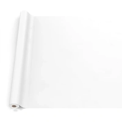 Image of ANRO Oilcloth Tablecloth, Washable, Oilcloth, Garden Outdoor, Indoor, 160 x 140 cm, Cut Edge, White