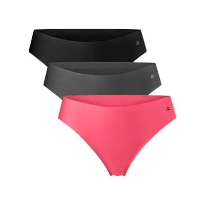 Image of DANISH ENDURANCE 3 Pack Women&#039;s Invisible Thong Knickers, No show Panties, Workout Underwear, Multicolor (1 x Black, 1 Grey, Pink), Small