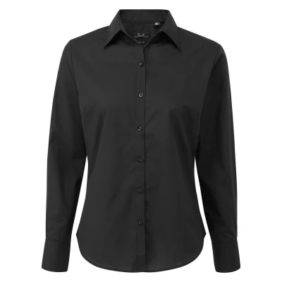 Image of Premier Womens/Ladies Long Sleeved Shirt (Black) Size 26 UK