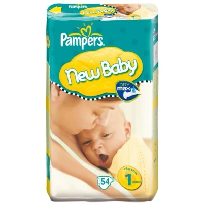 Image of Pampers New Baby Size 1 (4 11 lbs/2 5 kg) Nappies 2 x Economy Packs of 54 (108 Nappies)