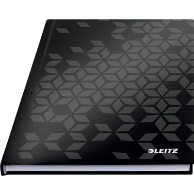 Image of Leitz A5 Hard Cover Notebook, Black 80 Sheets, Ruled, 90 gsm Ivory Paper, Wow Range
