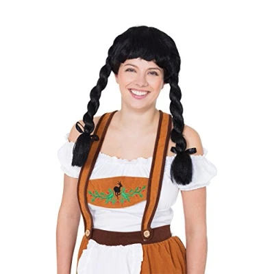 Image of Bristol Novelty BW943 Fraulein Pigtails Wig Black, One Size