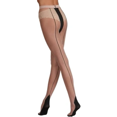 Image of Silky Womens/Ladies Scarlet Backseam Tights (1 Pair) (Large (42 48)) (Nude/Black)