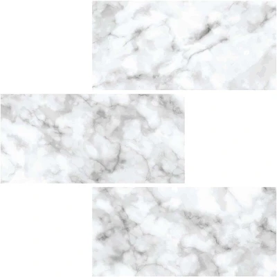Image of Marble Brick White Grey Backsplash Tiles Peel &amp; Stick 4pcs Home Wall Stickers