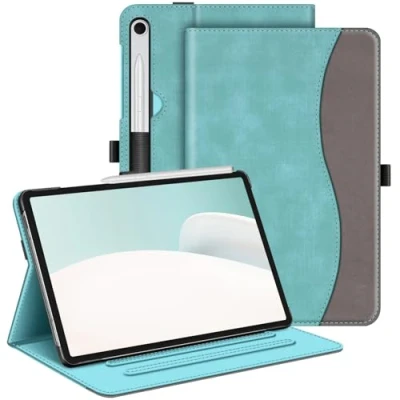 Image of FINTIE Case for Samsung Galaxy Tab S9 FE 10.9 Inch/Galaxy 11 Inch 2023, Multi Angle Viewing Protective Cover with Pocket, Auto Sleep/Wake, Denim Turquoise