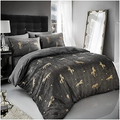 Image of GC GAVENO CAVAILIA Teddy Fleece Duvet Covers, Super Soft Double Bedding Set, Cuddly Fluffy Quilt Cover, Charcoal