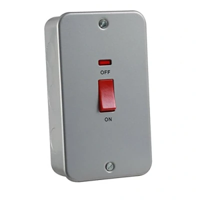 Image of KnightsBridge 45A 2G DP 230V Metal Clad Switch With Neon