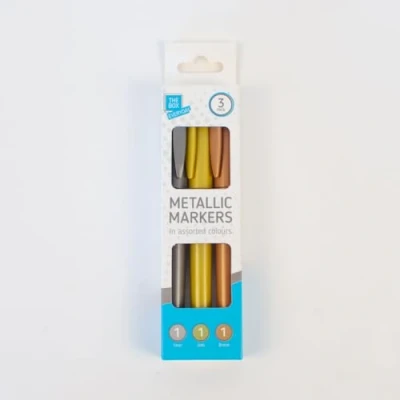 Image of Gem Imports Metallic Gold, Silver &amp; Bronze Marker Pens Pack of 3