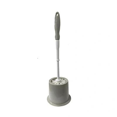 Image of 1x Toilet Brush &amp; Holder Reusable Soft Bristle Easy To Clean, Deep Cleaning Set for Bathroom Hygienic (Grey)