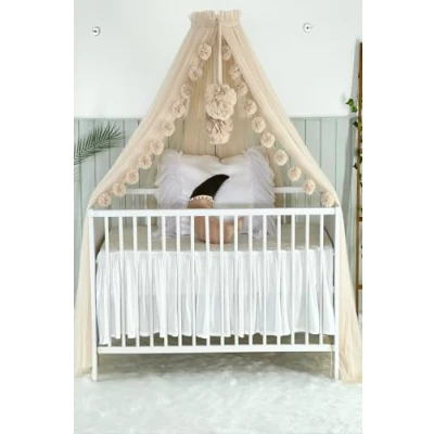 Image of Baby Fancyroom Bed Canopy for Cot, Princess Mosquito Net, Side Cot Canopy, Room Decoration, Children&#039;s Made of Premium Tulle (Light Beige)