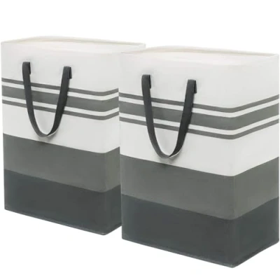 Image of Large Laundry Hamper, 2 Pack 75L Tall Basket, Clothes Hamper Organizer for Dorm and Family, Folding Washing Basket Bin Toy Storage, Baby Baskets Hampers, Grey