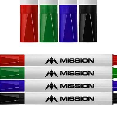 Image of Mission Darts Marker Pens Dry Wipe Whiteboard Pack of 4, Mixed Colours (BX058)