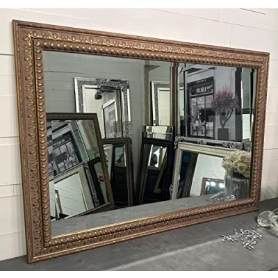 Image of Fabulous Mirrors Gold Mirror antique frame wall 107cm x 76cm / 42&quot; 30&quot; 3ft6 2ft6 Prestige Beveled