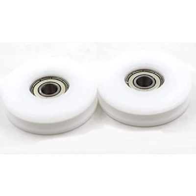 Image of feedal 2 pcs 50mm U Groove Nylon Ball Bearing Guide pulley Wheel Roller Pulleys for Lifting 6, 8,10mm Rope, 608zz wheels