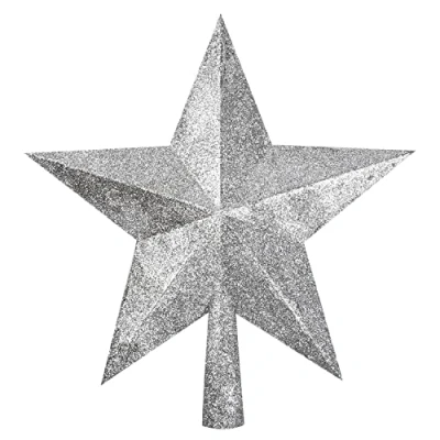 Image of Silver Glitter Star Tree Topper Christmas for Home Decoration (Silver)
