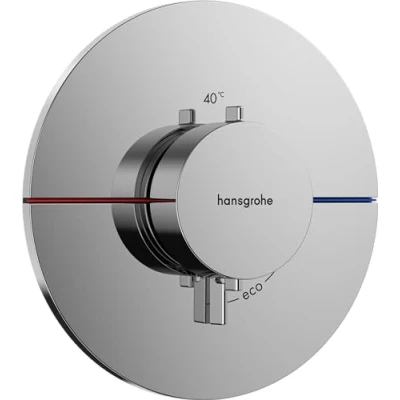 Image of hansgrohe ShowerSelect Comfort S thermostat conceiled, bathroom tap with safety stop at 40 C, round for showers and bath tubs, shower mixer 3 functions, chrome, 15559000