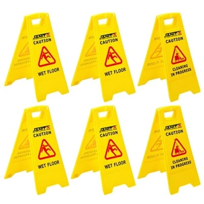 Image of Janit x Caution Wet Floor &amp; Cleaning In Progress Yellow Warning A Frame 63cm 30cm (6)