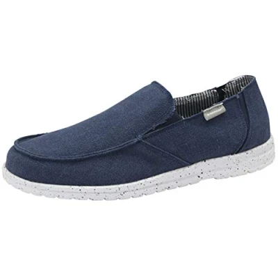 Image of DUNLOP Mens Soft Padded Casual Comfy Canvas Slip On Lightweight Outdoor Shoes (Navy Blue, Numeric_11)
