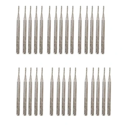 Image of BQLZR Silver 0.3cm Shank 1mm Cylindrial Point Diamond Burr Glass Drill Bits for Engraving Rotary Tools Pack of 30