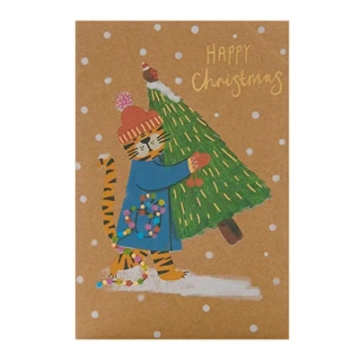 Image of Box of 8 Festive Tiger Marie Curie Charity Christmas Cards In Wallet 557007