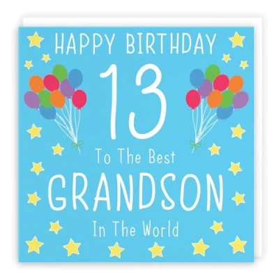 Image of Hunts England Grandson 13th Birthday Card Happy 13 To The Best In World Iconic Collection Fun