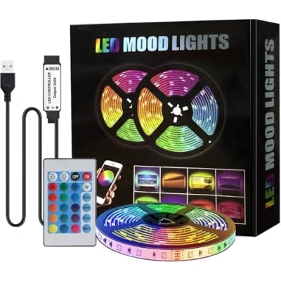 Image of QMINKUN 2M Led Strip Lights,RGB Color Changing with Remote Control,LED for Bedroom, Living Room, Kitchen, Party, DIY Home Decoration