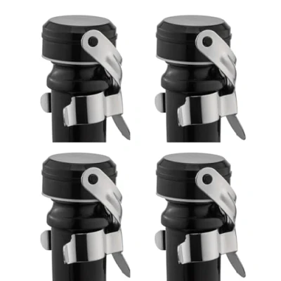 Image of WOTOR Champagne Stopper and Wine Stopper, Stainless Steel Bottle Reusable Leak proof Keeps Fresh (Silver, Pack of 4)