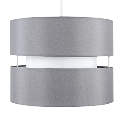 Image of Modern 2 Tier Cylinder Ceiling Pendant Light Shade in a Grey Finish