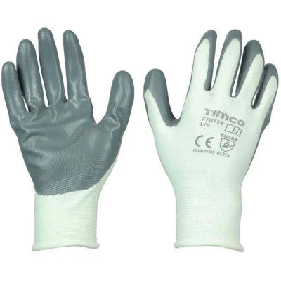 Image of 15x TIMCO Secure Grip Gloves Smooth Nitrile Foam Coated Polyester 770716
