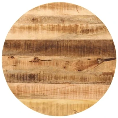 Image of vidaXL Round Table Top 70cm Diameter, 3.8cm Thick Solid Rough Mango Wood for Dining, Rustic Brown Wooden Furniture Living Room