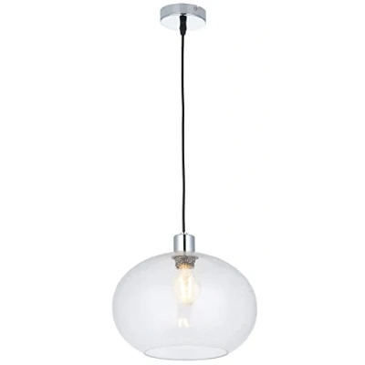 Image of National Lighting Industrial Pendant Light Hanging Ceiling Lamp with Glass Lampshade LED Fitting Dimmable Kitchen Island Lights Dome Rose 10W E27 Clear