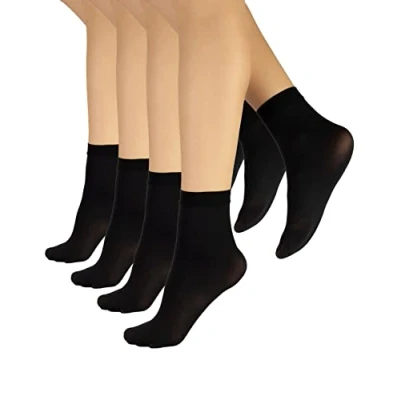 Image of CALZITALY 4 Pairs Socks Microfiber Black, Yellow Ochre, Olive Green, Pink 40 DEN Made in Italy (One Size, Black)