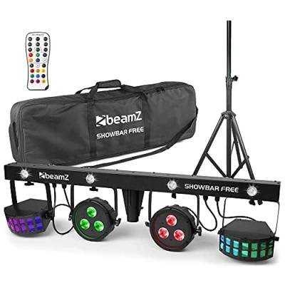 Image of BeamZ LED Light Bar with Stand Fixture, Multi FX Derby Par Strobe DJ Disco Party Lighting Set