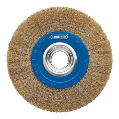 Image of Draper Brassed Steel Bench Grinder Wire Wheel Brush, 200 x 31.75mm